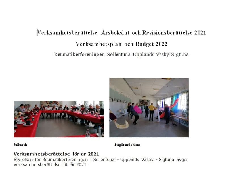 ÅRSMÖTE och Verksamhetsberättelse