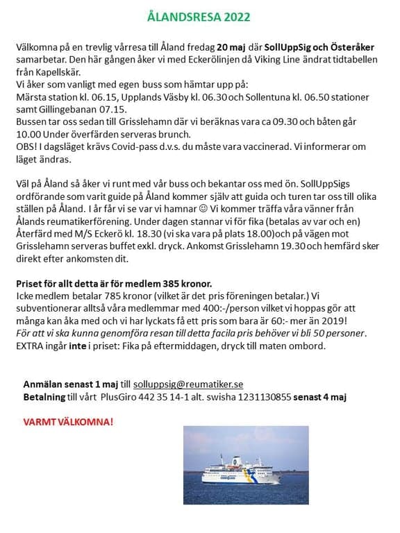 VI RESER TILL ÅLAND 20 MAJ